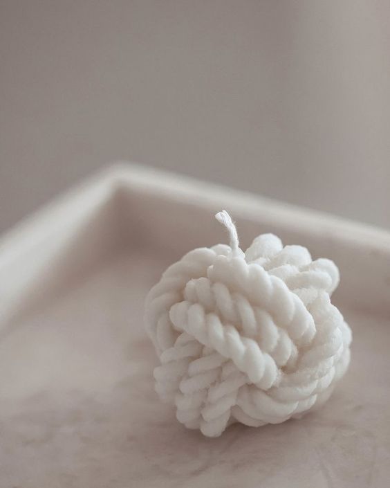 Knitted Yarn Ball Candle