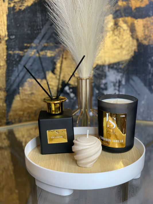 Calming Trio: Luxurious Candle, Diffuser & Décor Set